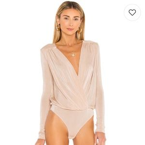 Free people x revolve turnt bodysuit - light pink, long sleeve, worn once